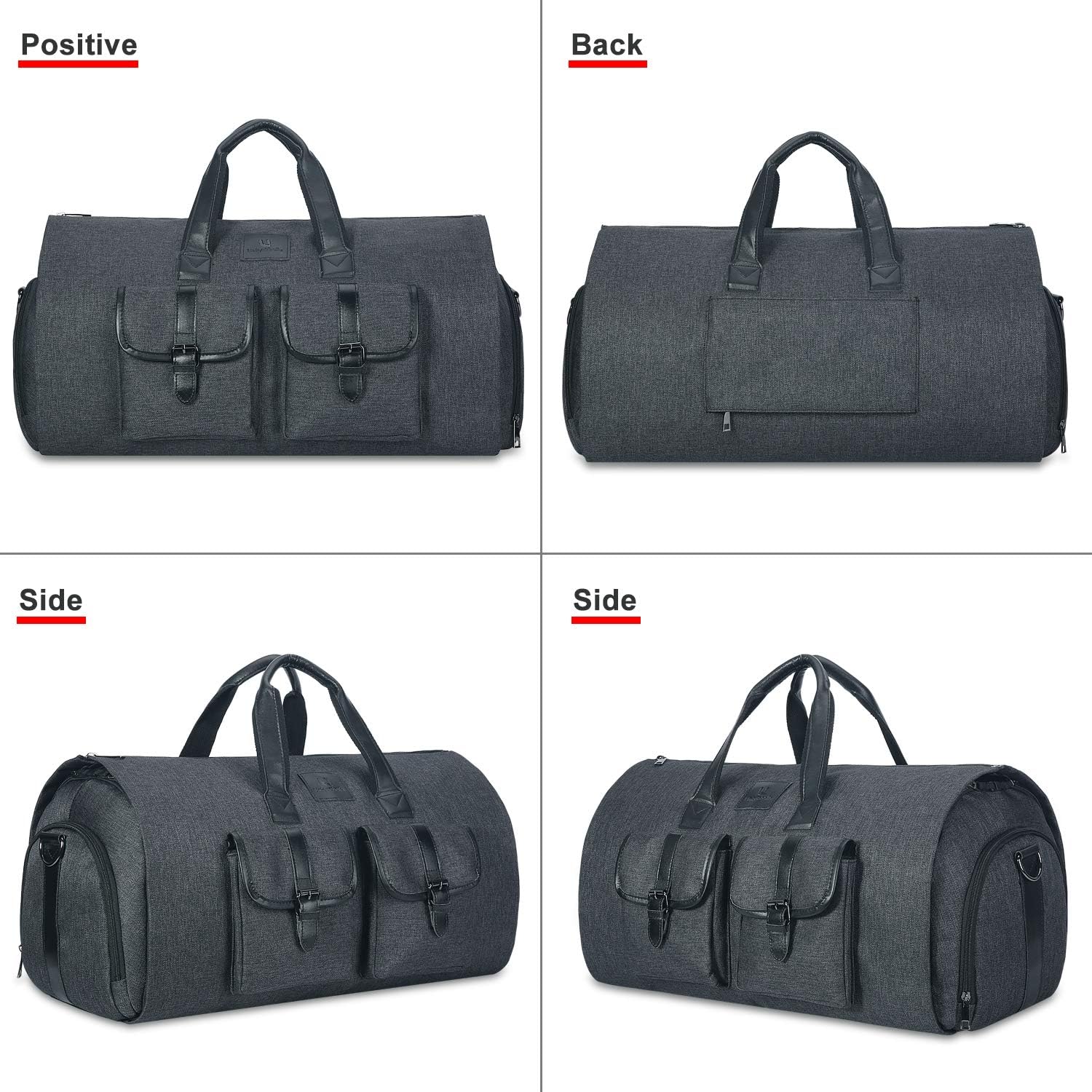 Detalle de UNIQUEBELLA Travel Suit Carrier Garment Duffel Bag: Large 45L with Shoe Compartment (Dark Grey)