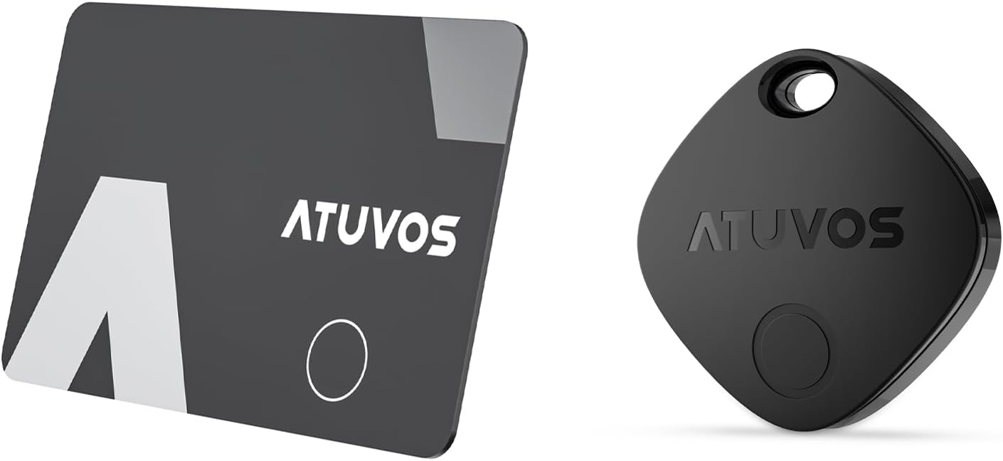 ATUVOS Air Tag + Air Card Wallet Tracker sottile 1,6 mm (2 pezzi) nero per rete Dov’è, per iOS