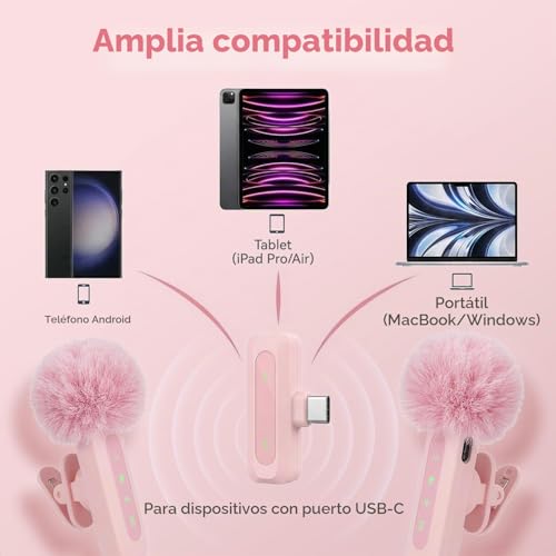 Thumbnail 3 de kinmaizi Mini Micrófono Inalámbrico de Solapa Rosa para Móvil