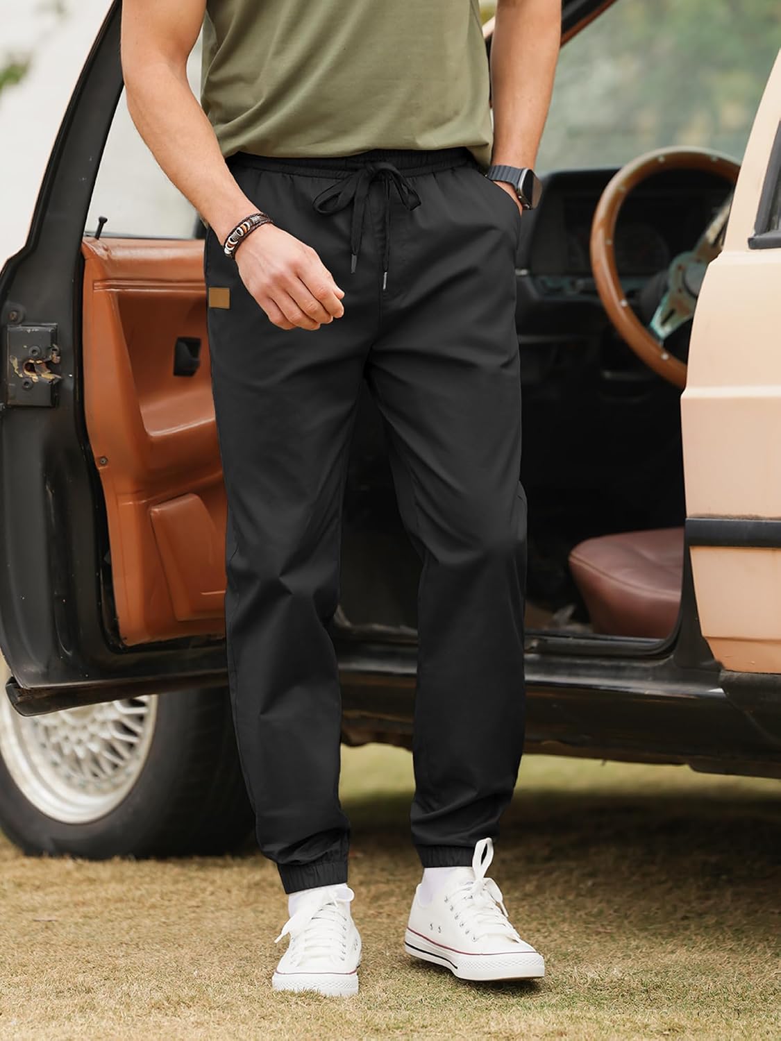 Thumbnail 6 de PLEPAN Mens Casual Cargo Joggers — Cotton Drawstring Chino Pants for Hiking, Outdoor Twill & Everyday Training