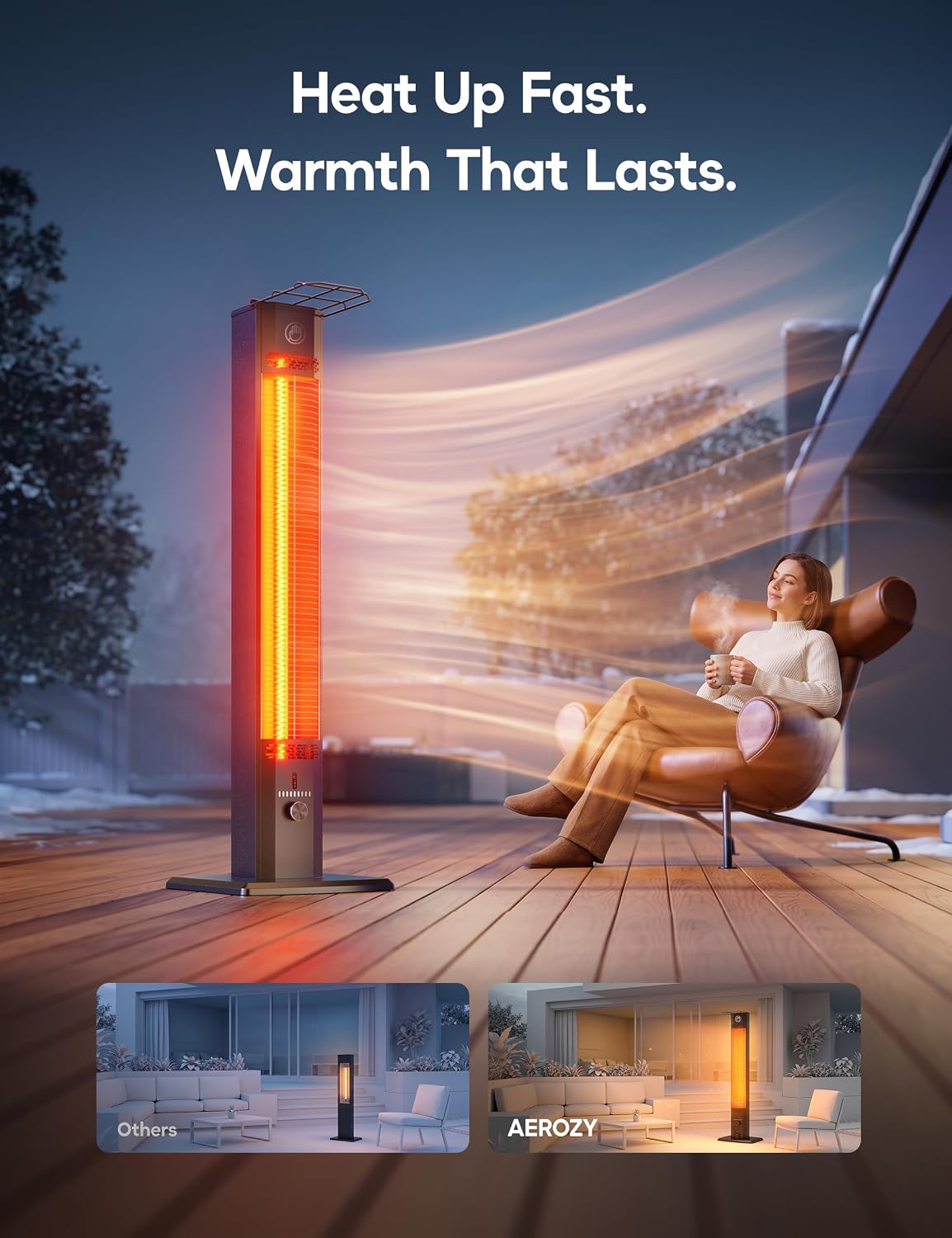 Detalle de AEROZY Solara SH04UH Infrared Patio Heater, 1,500W, 60° Oscillation