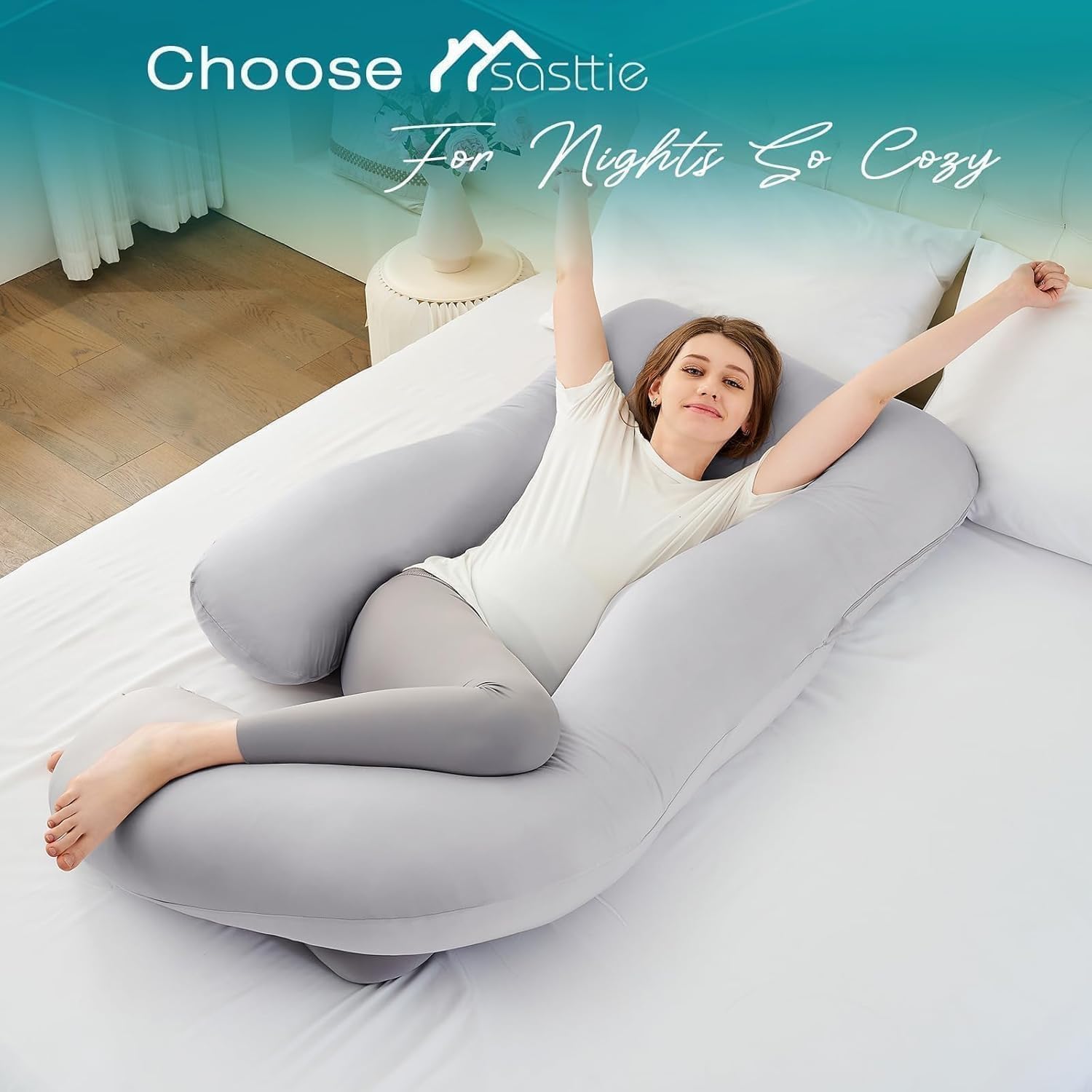 Thumbnail 6 de Sasttie 4.0 U-Shaped Pregnancy Pillow, 65-Inch Cooling Full Body Pillow