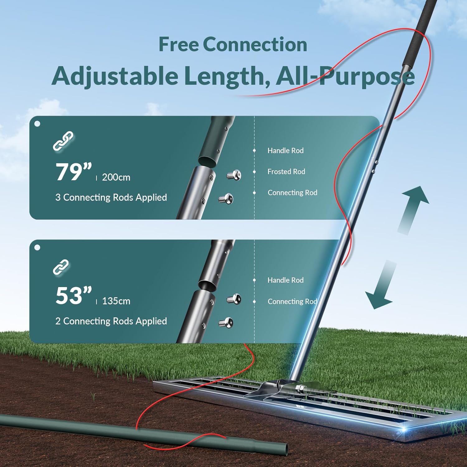 Thumbnail 2 de Rasen-Nivellierrechen 75 x 25 cm mit geschlossenem Boden (Edelstahl 304) und Schaumstoffgriff