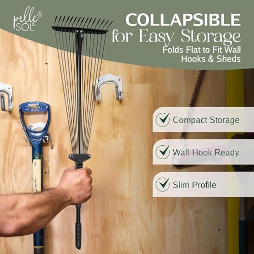 Detalle 2 de Pelle & Sol Garden Rake - 38-63 Inch Adjustable Lawn Rake with 25 Tines