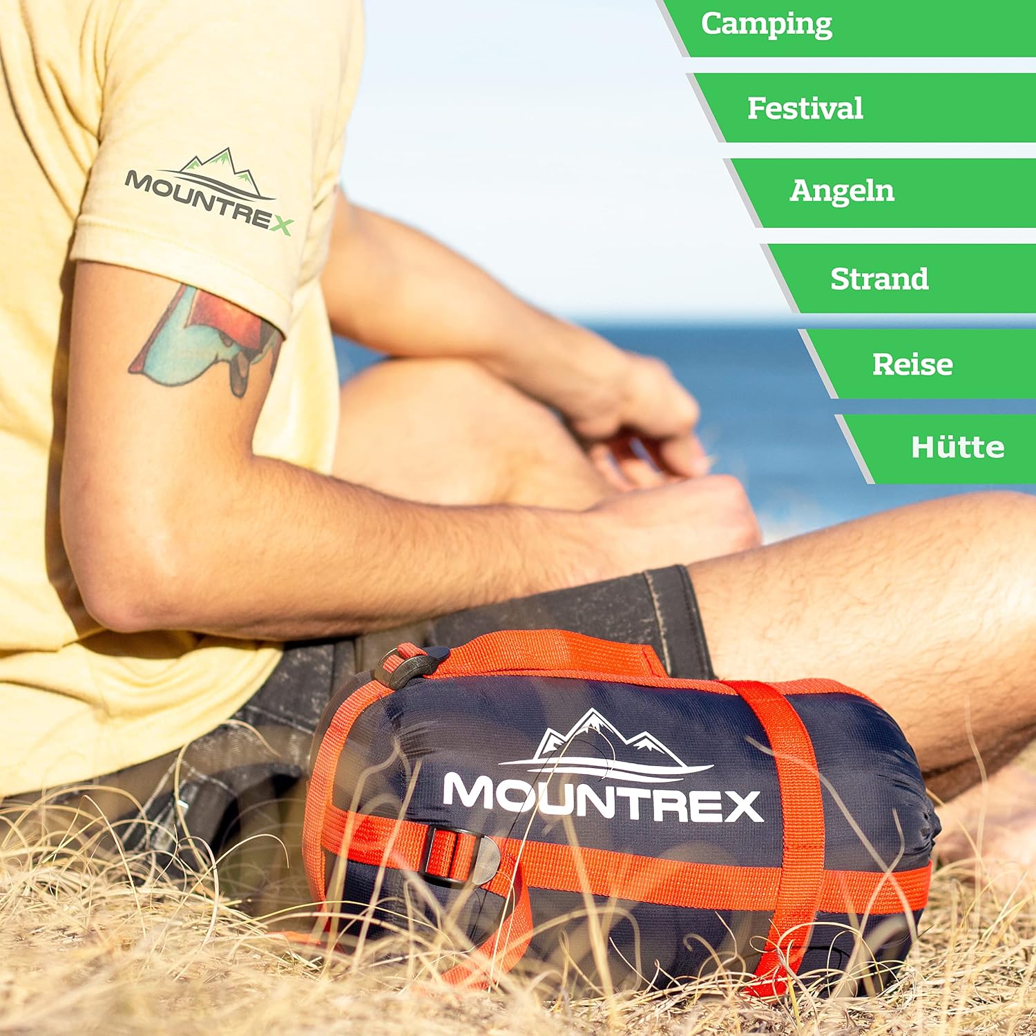Detalle de MOUNTREX mummie-slaapzak 205 x 80 cm, compact en koppelbaar
