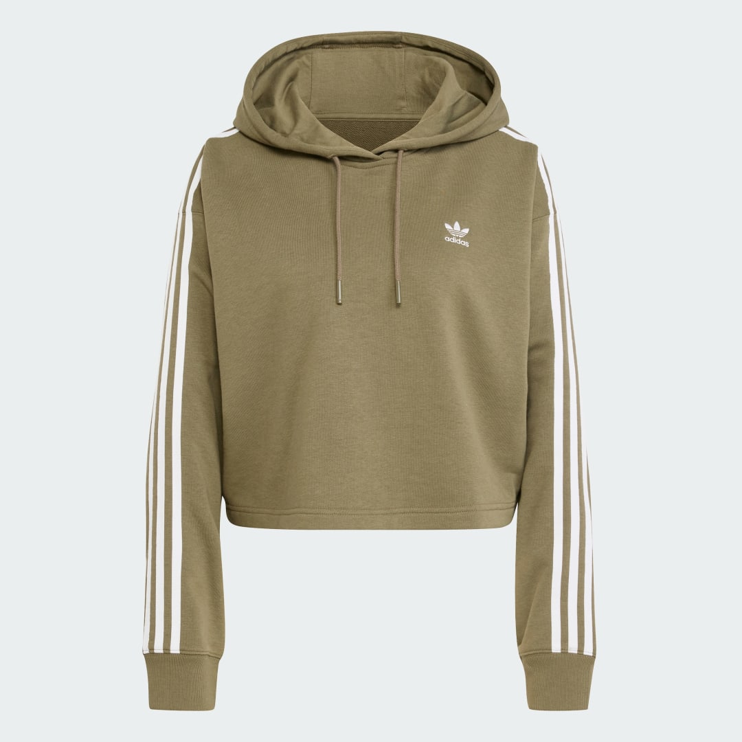 Detalle de Adicolor 3-Stripes Short Hoodie de Adidas: veredicto práctico