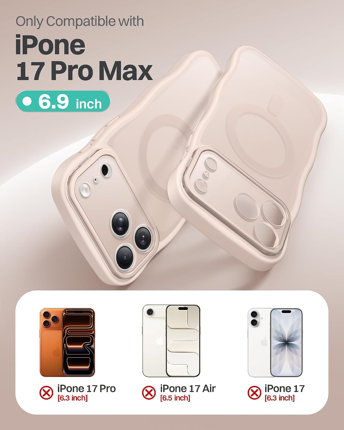 Detalle de GolbinBox for iPhone 17 Pro Max Case with Stash Stand, MagSafe Compatible, Full Camera Protection (6.9 in), Rose Gold