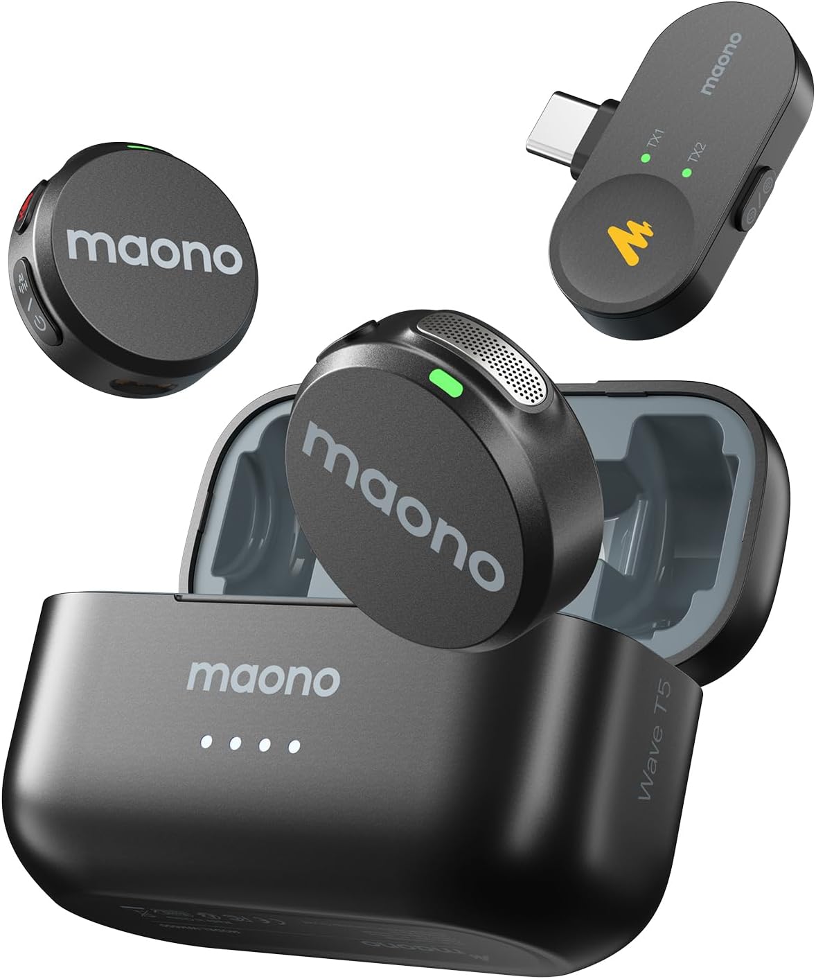 Detalle de MAONO Wave T5 Wireless Lavalier Mikrofon 48 kHz/24 Bit