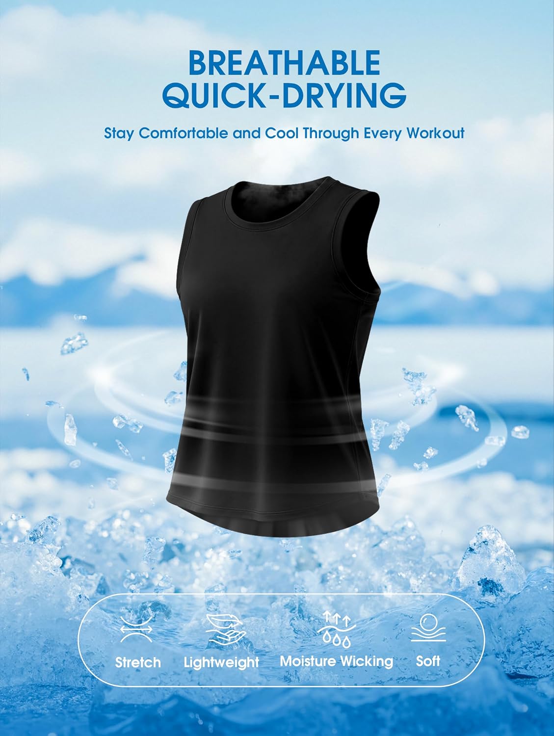 Detalle 1 de SANTINY Cropped Workout Tank Top, Racerback
