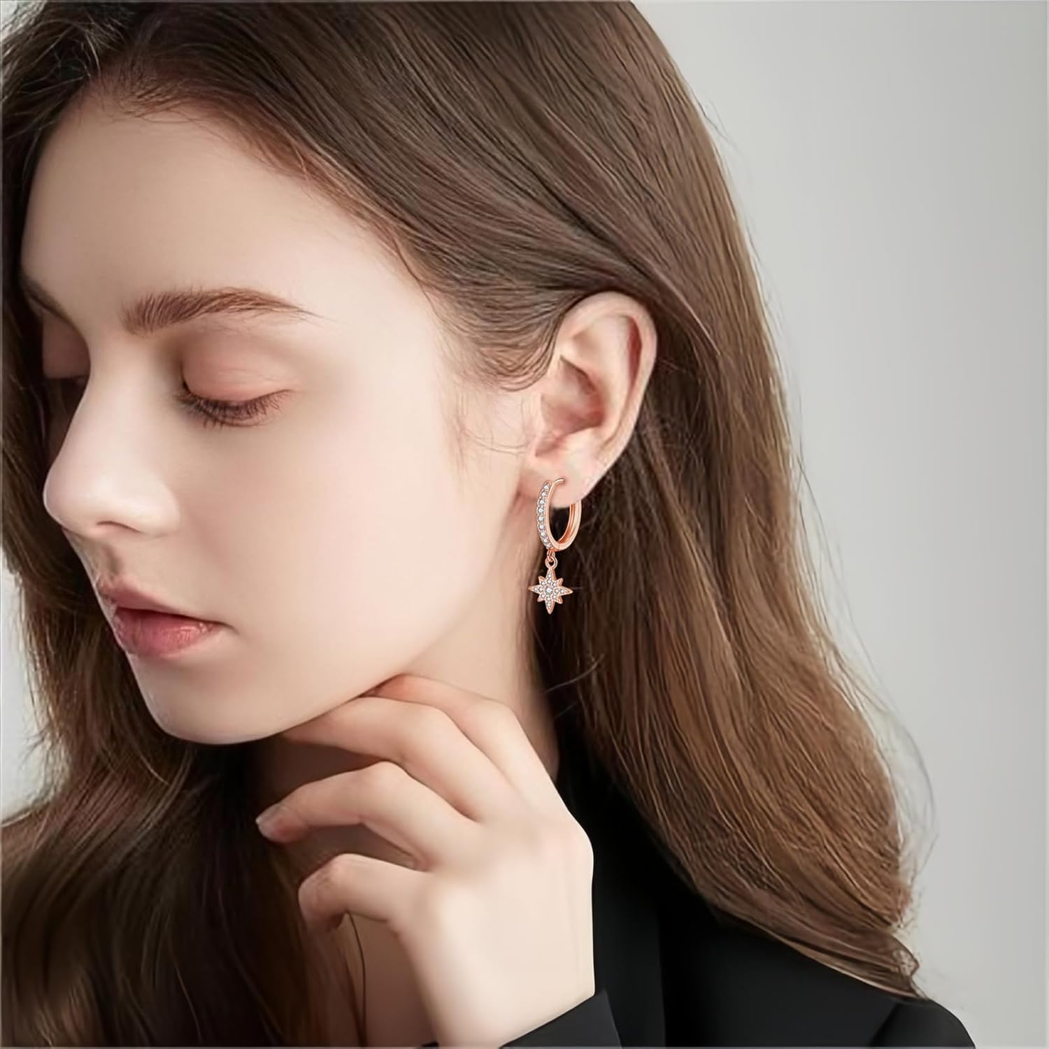 Thumbnail 5 de Hasnsofie Creolen mit Anhänger aus 925 Sterling Silber – hypoallergene Ohrringe mit Cubic Zirkonia