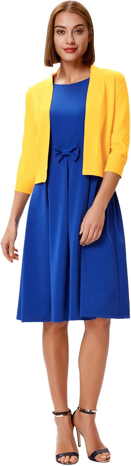 Thumbnail 2 de GRACE KARIN Women Cardigan Sweaters: Lightweight Cropped 3/4 Sleeve Shrug