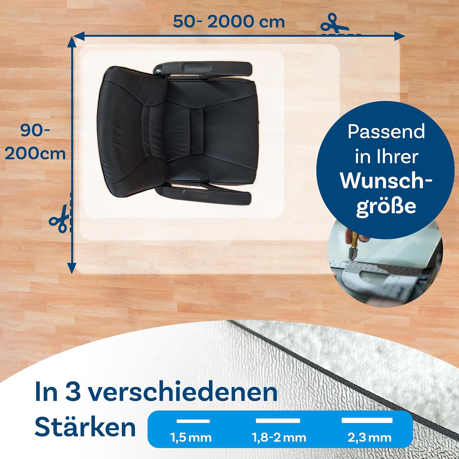 Thumbnail 4 de Floordirekt Bodenschutzmatte 114 × 180 cm – Kratzfest, rutschfest, milchweiß