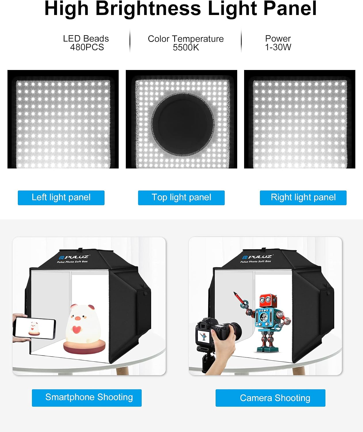 Detalle 2 de PULUZ 40×40 cm Fotostudio Set Lichtzelt für Produktfotos