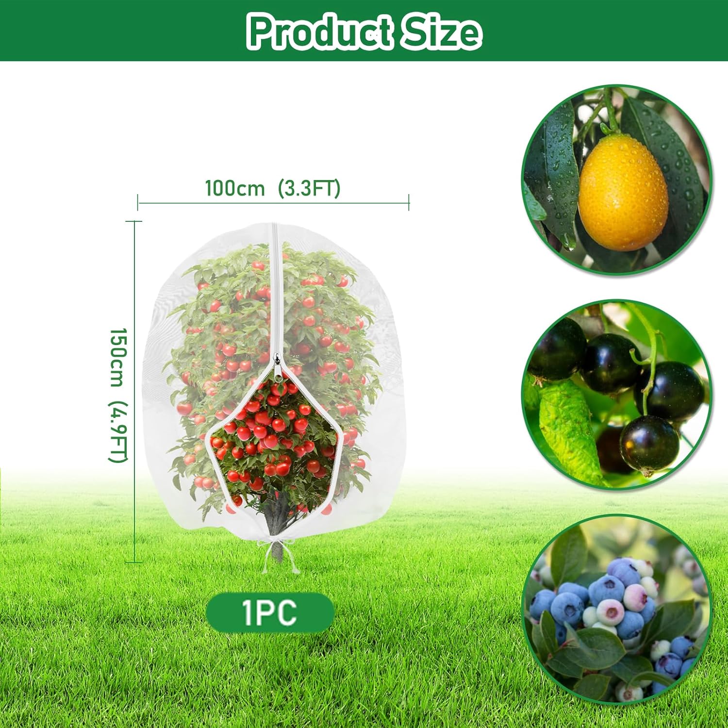 Thumbnail 1 de Fruit Tree Netting Bird Protection with Zipper 100×150 cm – Garden Plant Covers