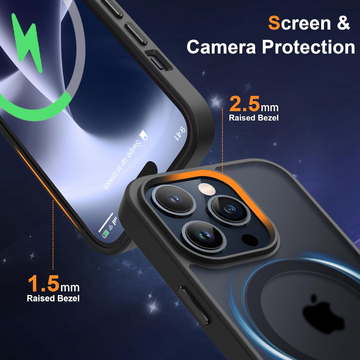 Detalle 2 de ORETECH Funda Magnética iPhone 15 Pro 🖤 Incluye Protectores