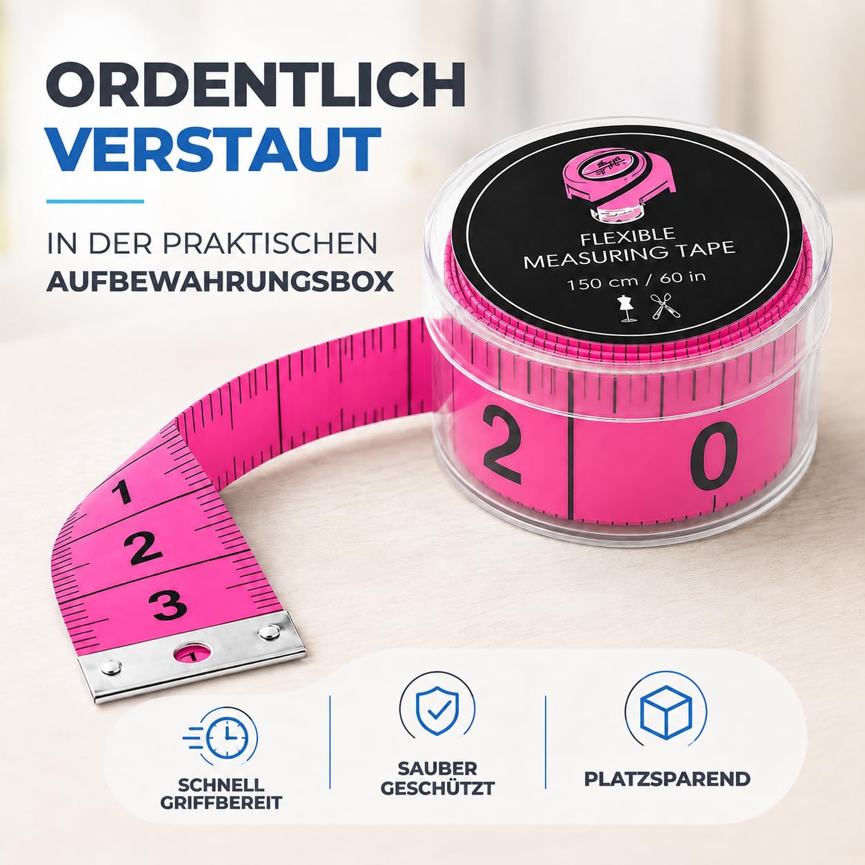 Detalle 2 de TK Gruppe Timo Klingler 150 cm pink – taśma krawiecka 2 w 1, cm i cale
