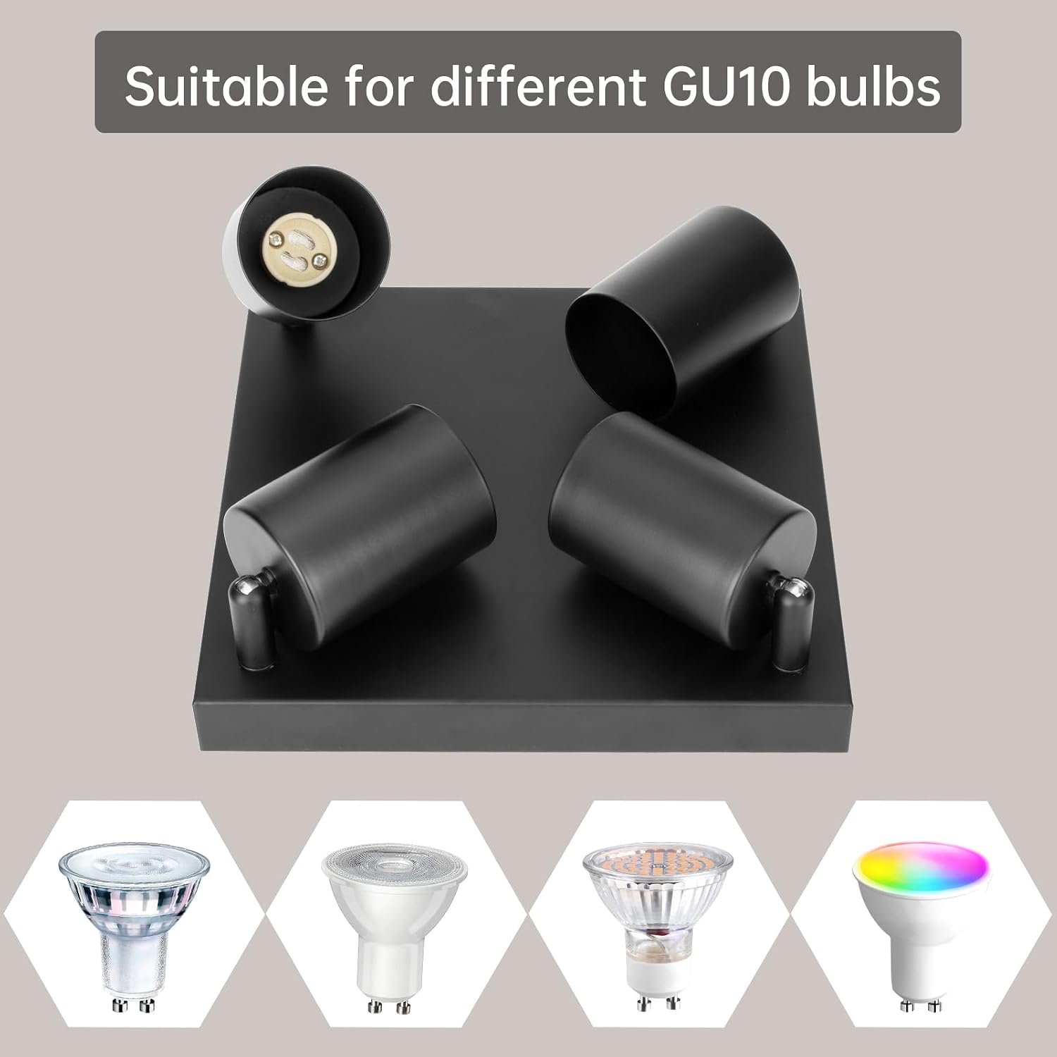 Detalle de Ketom GU10 4 way ceiling spotlight fitting