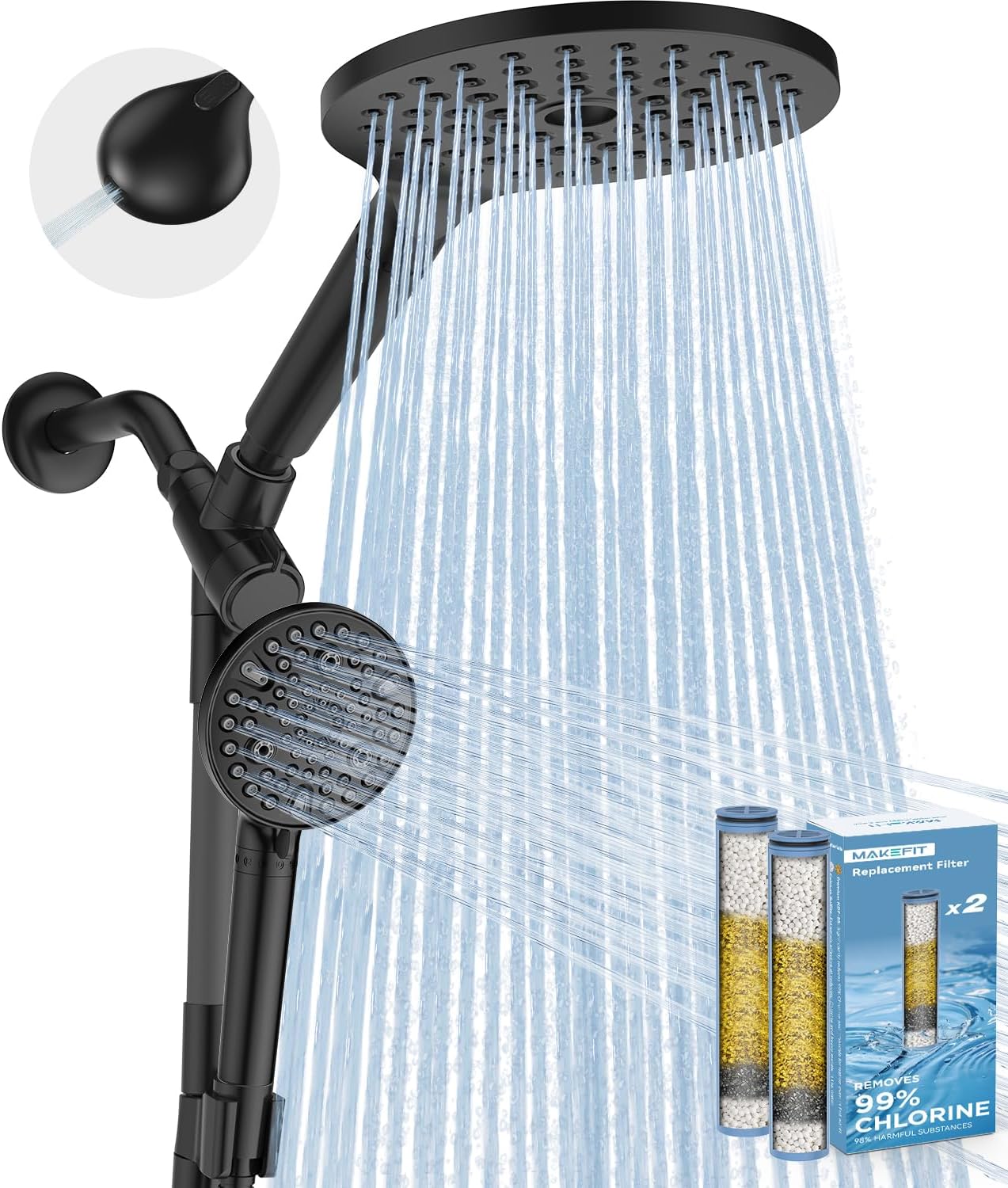 Thumbnail 6 de MakeFit Dual Filtered Rain Shower Head Combo