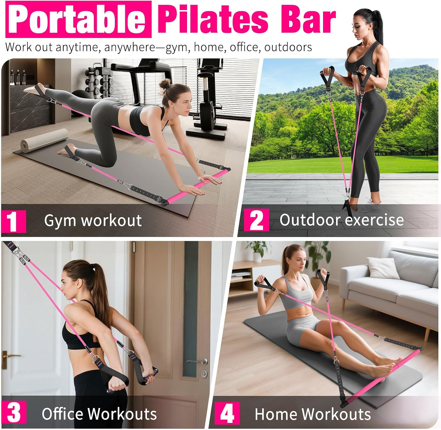 Thumbnail 4 de Bbtops Pilates Bar Kit with Resistance Bands, Adjustable Bar and Stackable Bands