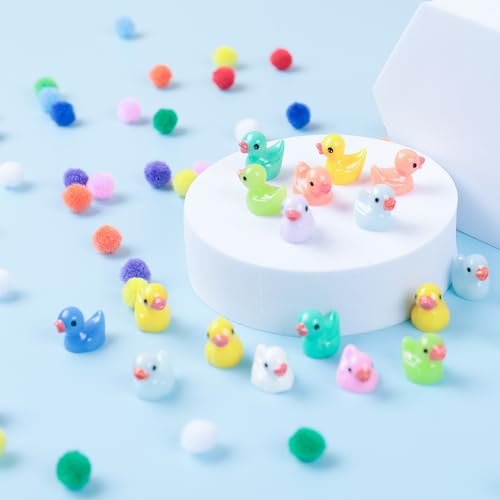 Detalle 2 de AiQInu lot de 100 mini canards en résine, 10 couleurs, 1,6 x 1,8 cm