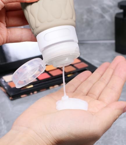 Detalle de Lericttor 100ml Silicone Travel Bottles for Toiletries (4 Pack) with Clear Zipper Bag