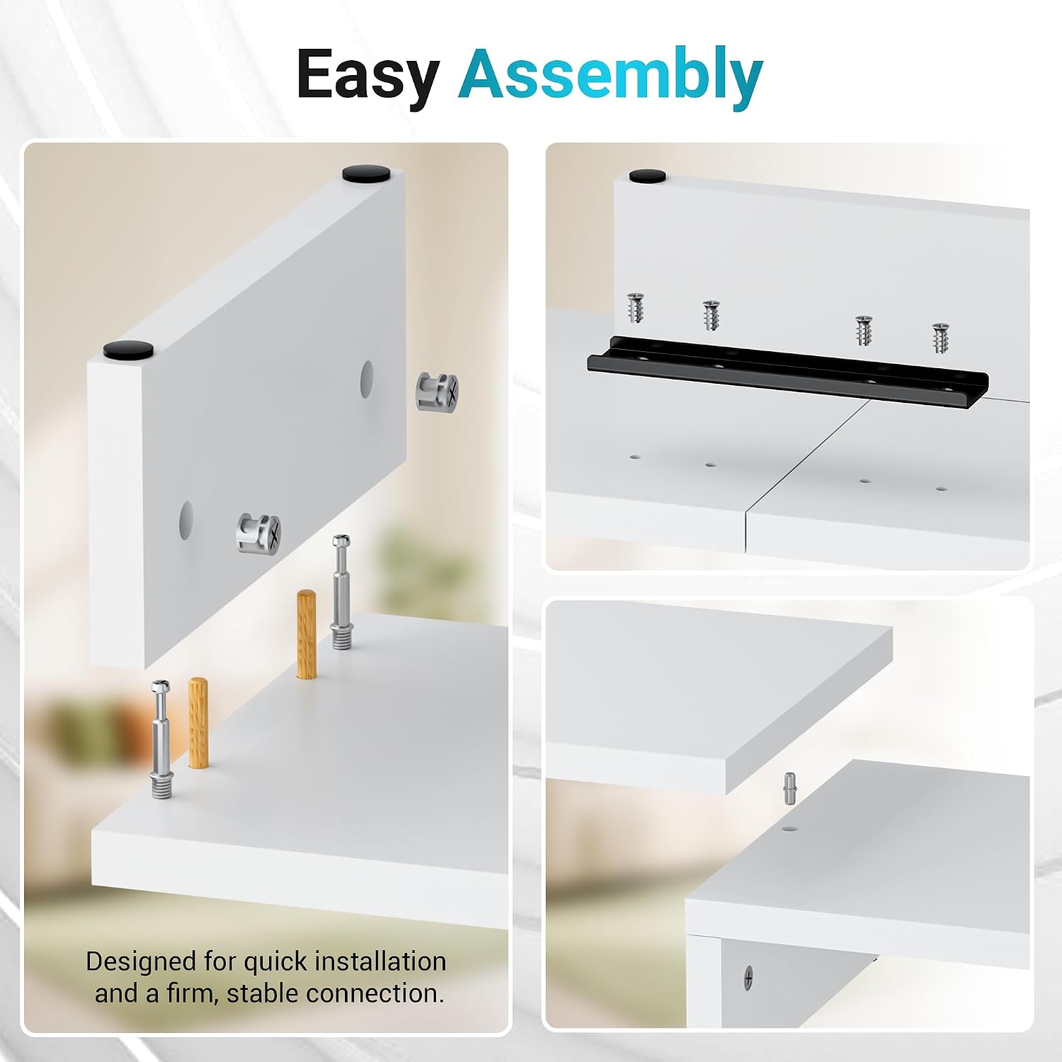 Thumbnail 5 de BONTEC Triple Monitor Stand Riser, White Wood, Adjustable 32.3–53.3 in