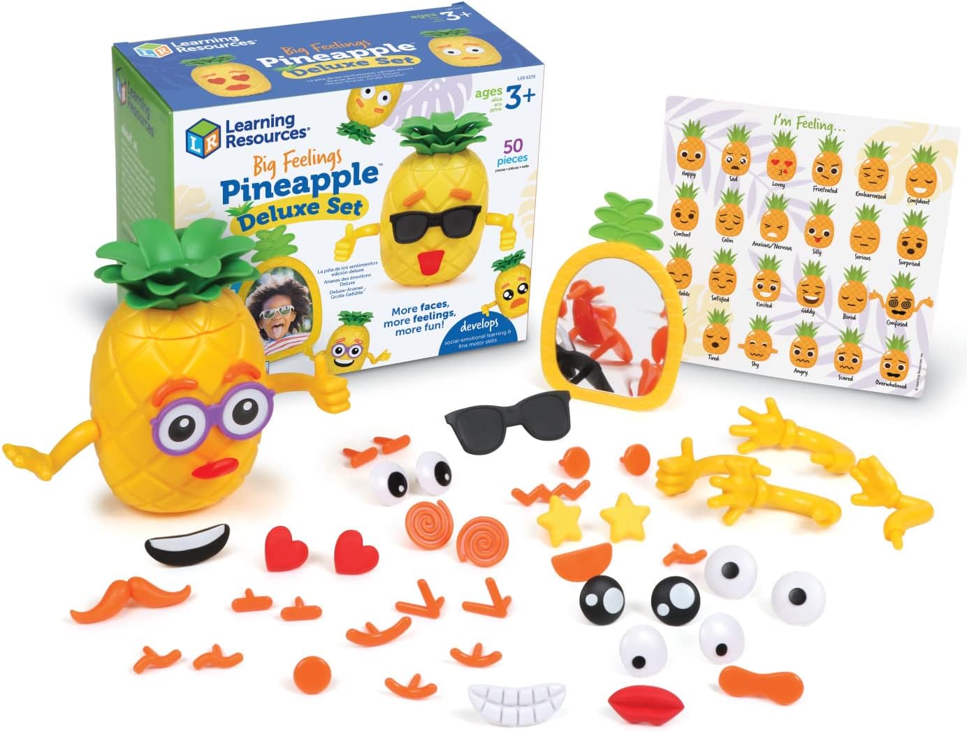 Learning Resources Ananas des Émotions Deluxe – Jouet sensoriel Montessori (50 pièces) pour Orthophonie & Autisme