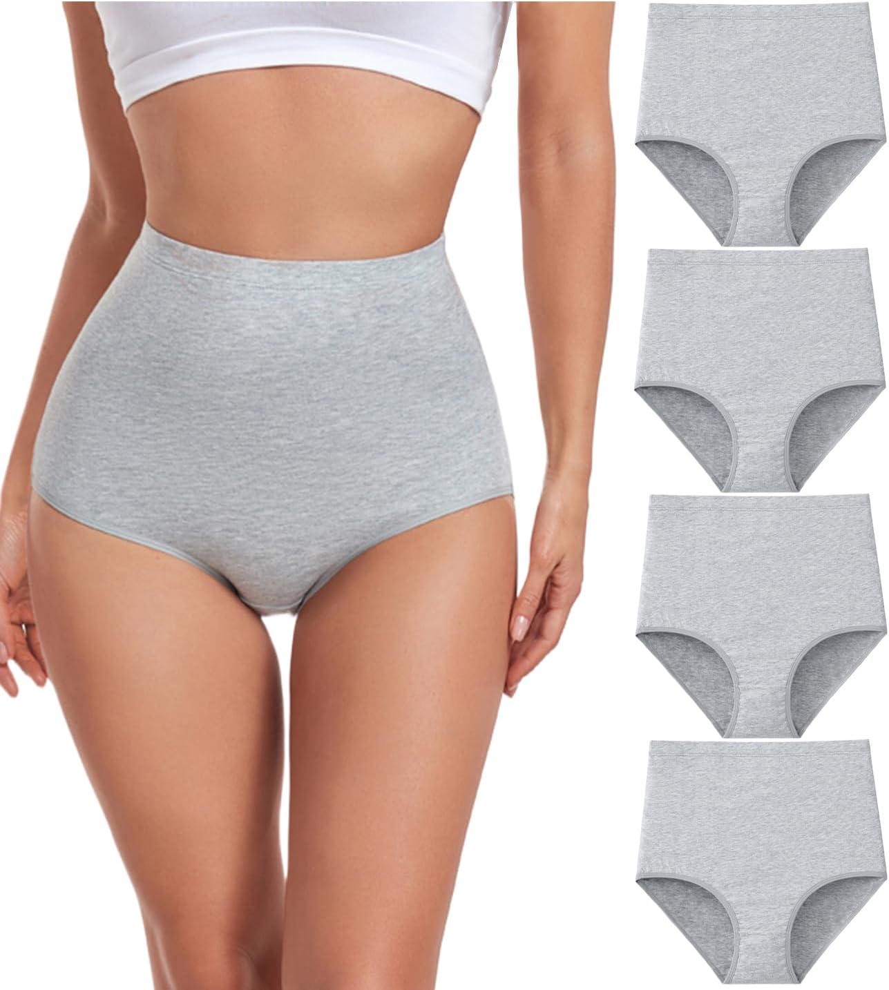Detalle de wirarpa Damen Unterhosen Baumwolle – Super Hohe Taille, 4er Pack