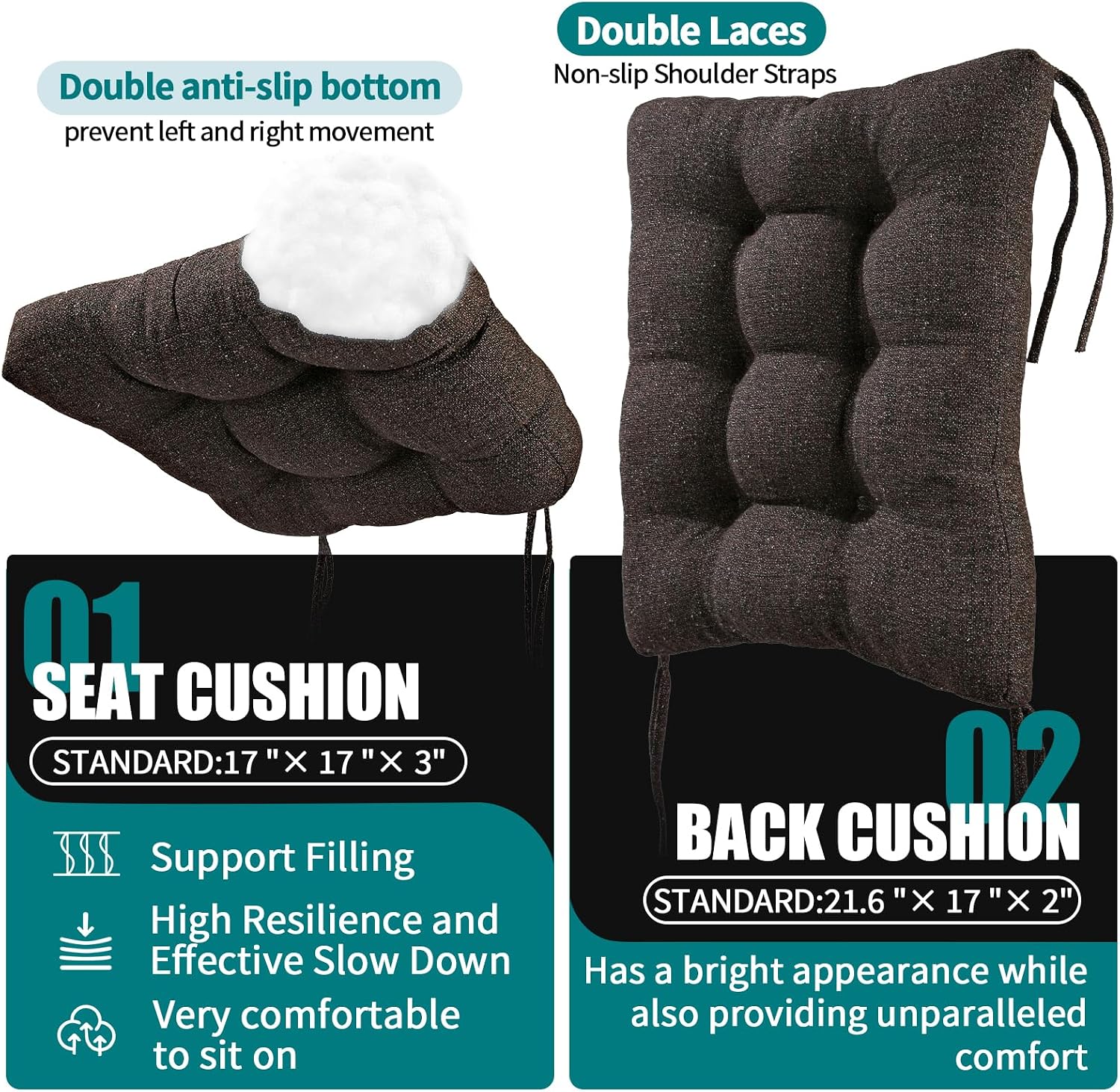 Detalle de SINOSSO Rocking Chair Cushion Set 17 x 17 inches