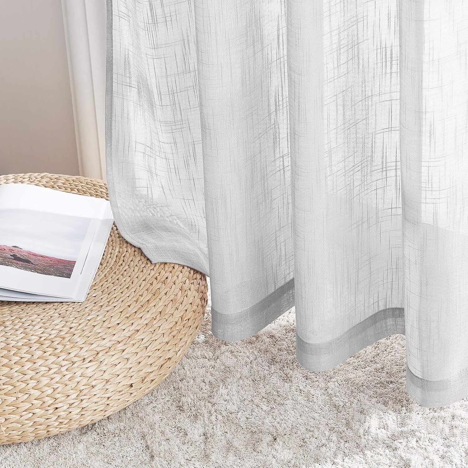 Thumbnail 4 de PONY DANCE Bedroom Sheer Voile Curtains for Sliding Glass Door – Light Grey, 1 Pair