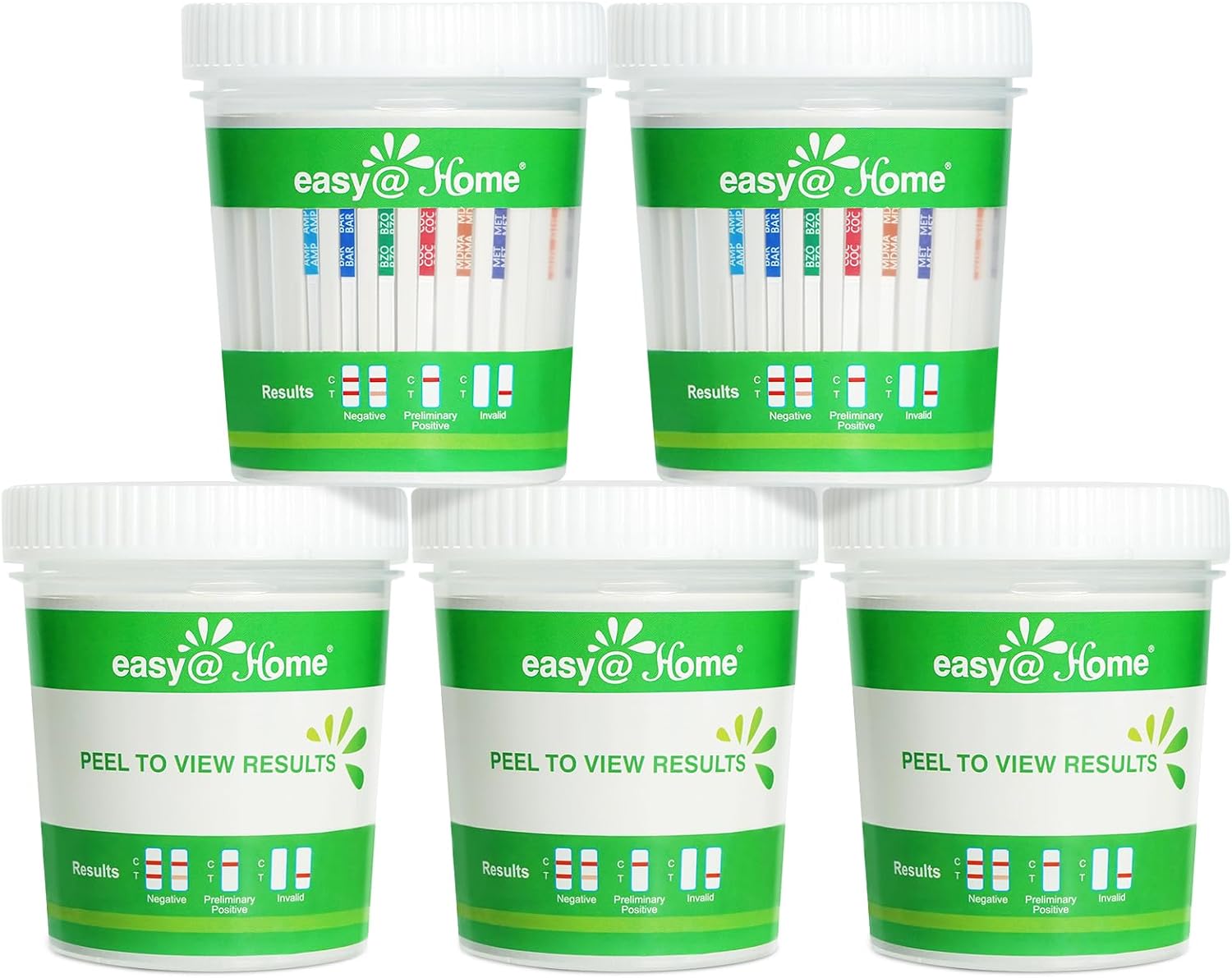 Detalle de Easy@Home ECDOA-7124 12-Panel Urine Test Cup, 5-Pack with Temperature Strip
