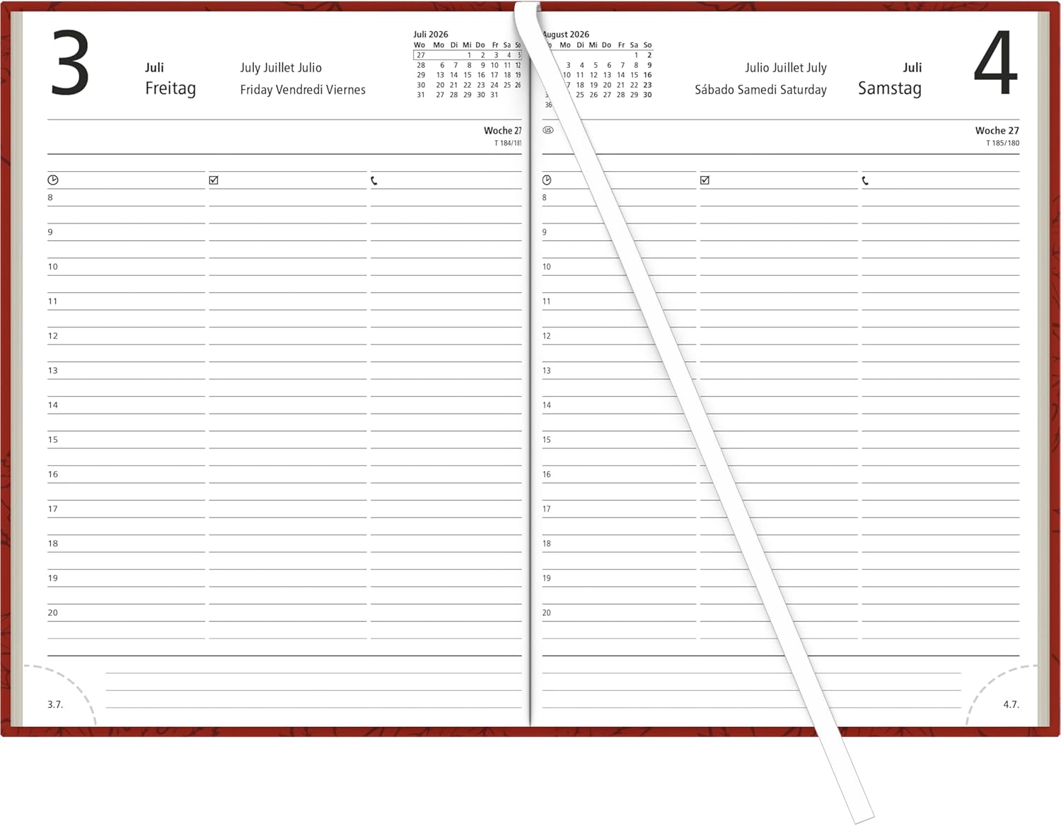 Thumbnail 1 de Zettler Buchkalender 1T/1S rot Blauer Engel 2026 – Timer 15 × 21 cm, 1 Tag pro Seite, Recyclingpapier, nachhaltig zertifiziert