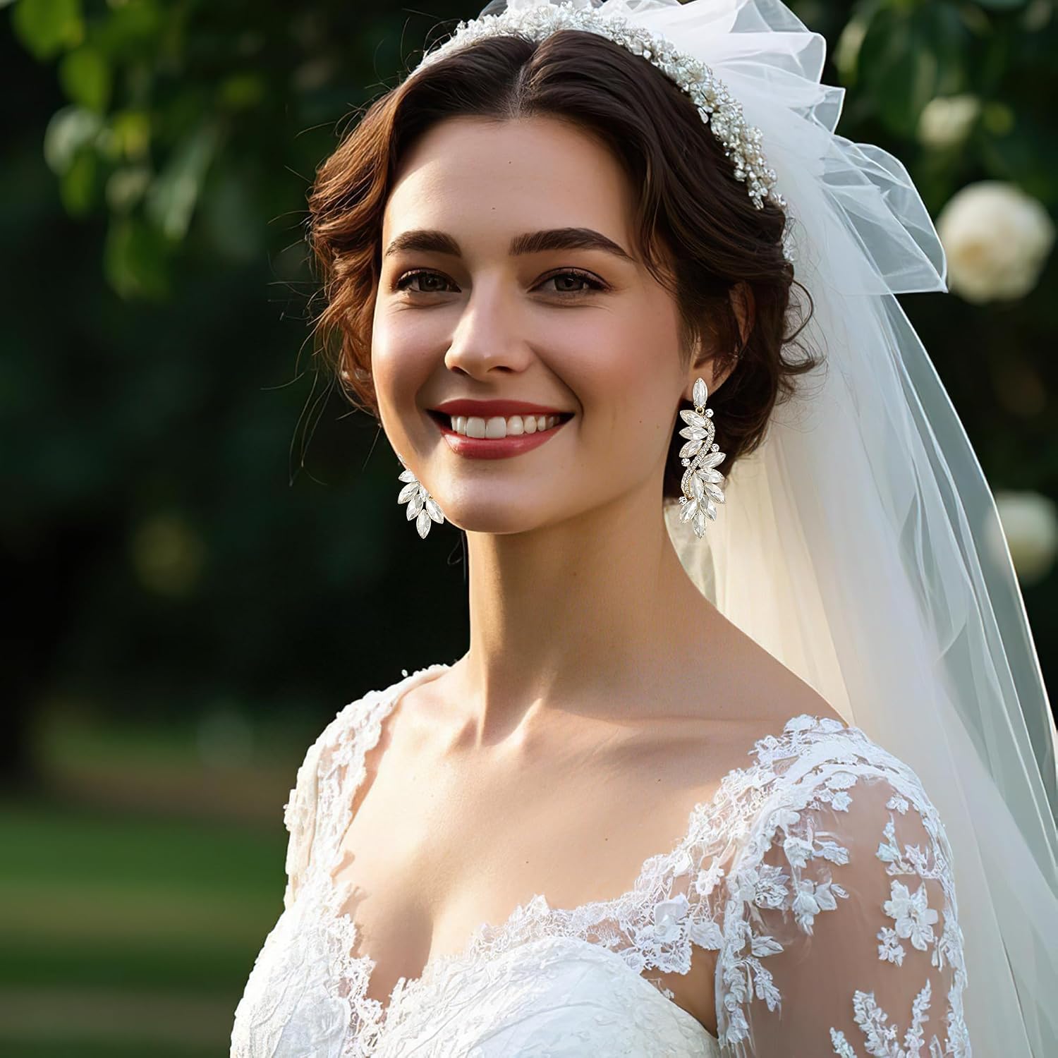 Thumbnail 1 de Clearine Femme Vogue Mariée Noces Cristal Fleur Romantique - Boucles d'Oreilles Clip-On