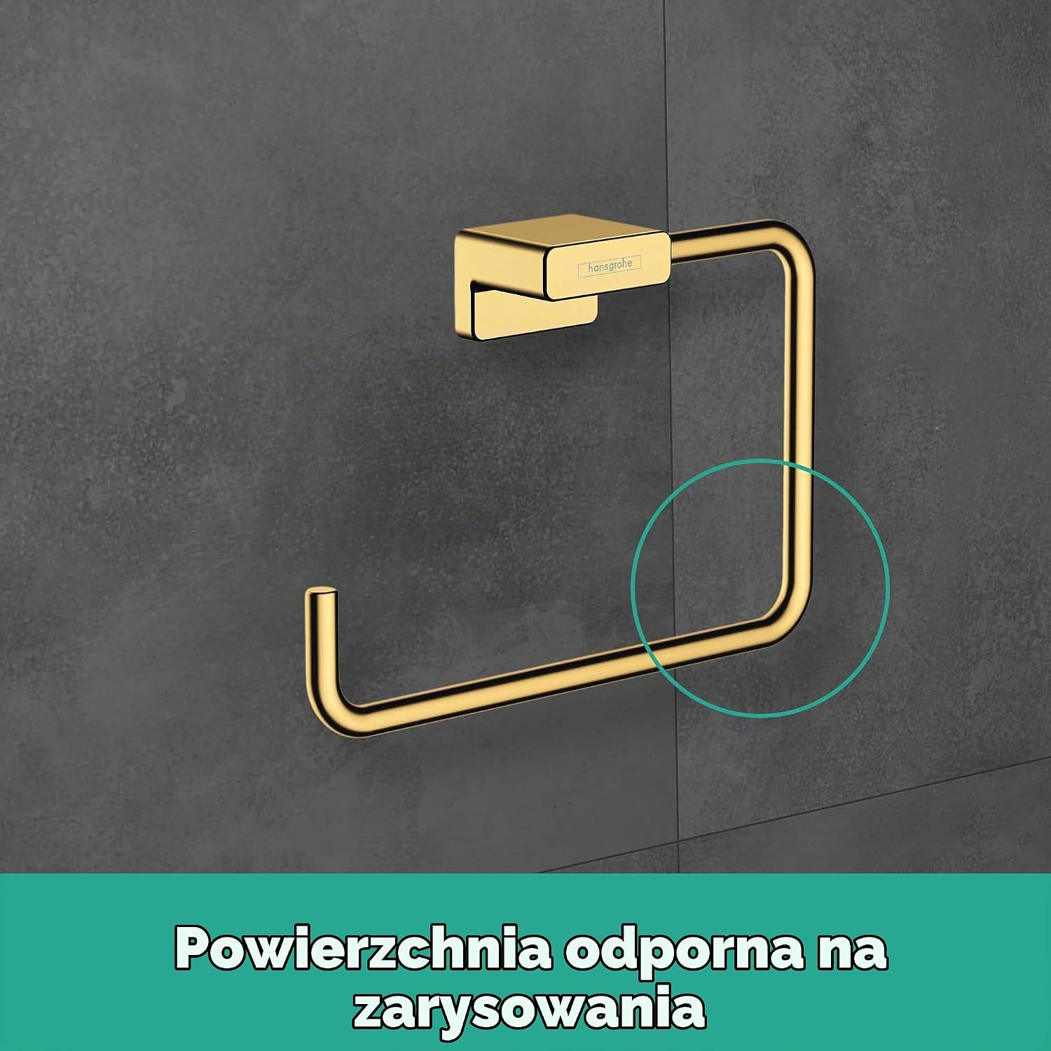 Detalle 2 de hansgrohe AddStoris 41754140 – wieszak na ręcznik typu ring, brąz szczotkowany