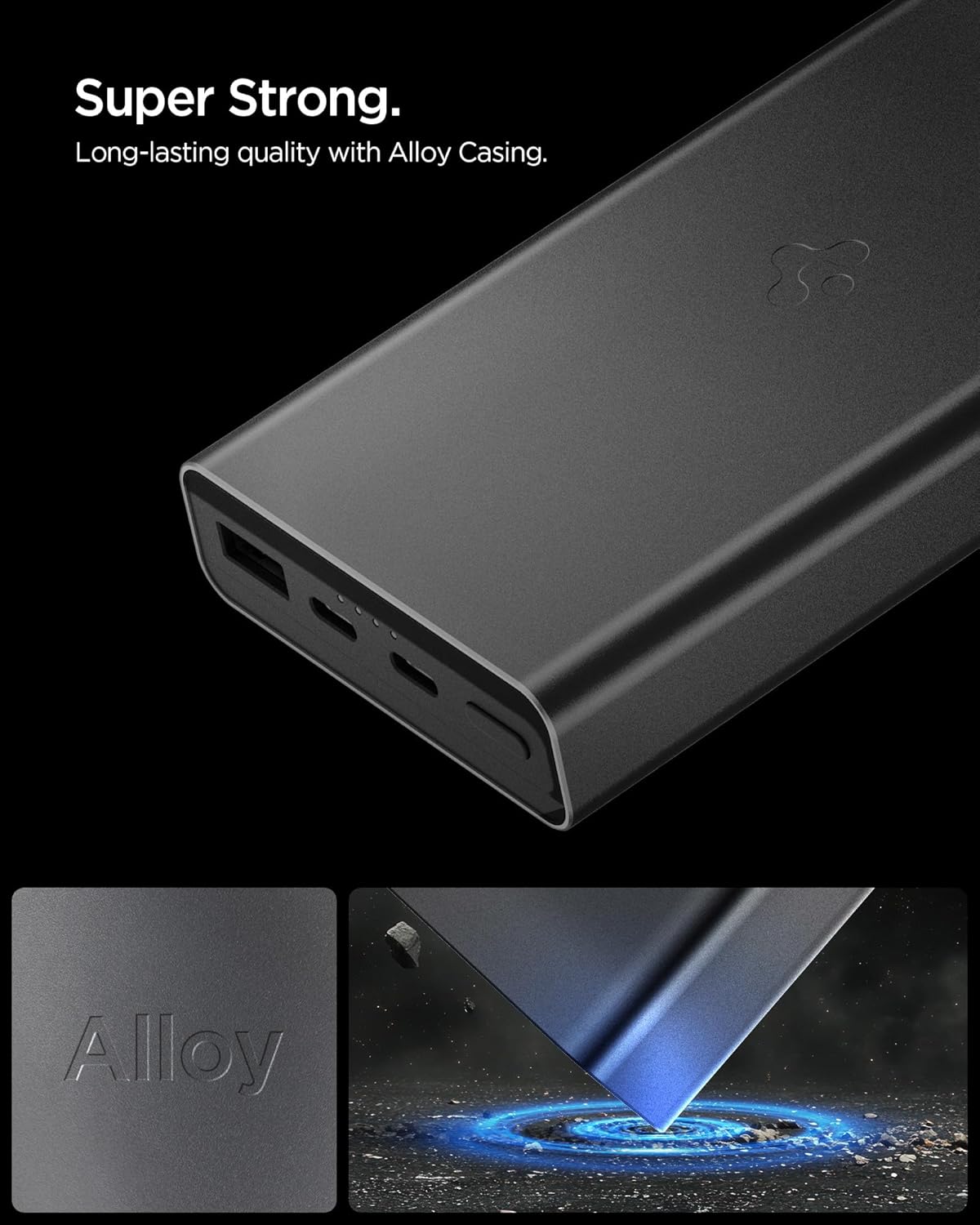 Thumbnail 3 de Spigen Essential Batterie Externe 20000 mAh 30W – Power Bank 3 ports (2 USB-C + 1 USB-A) en aluminium noir