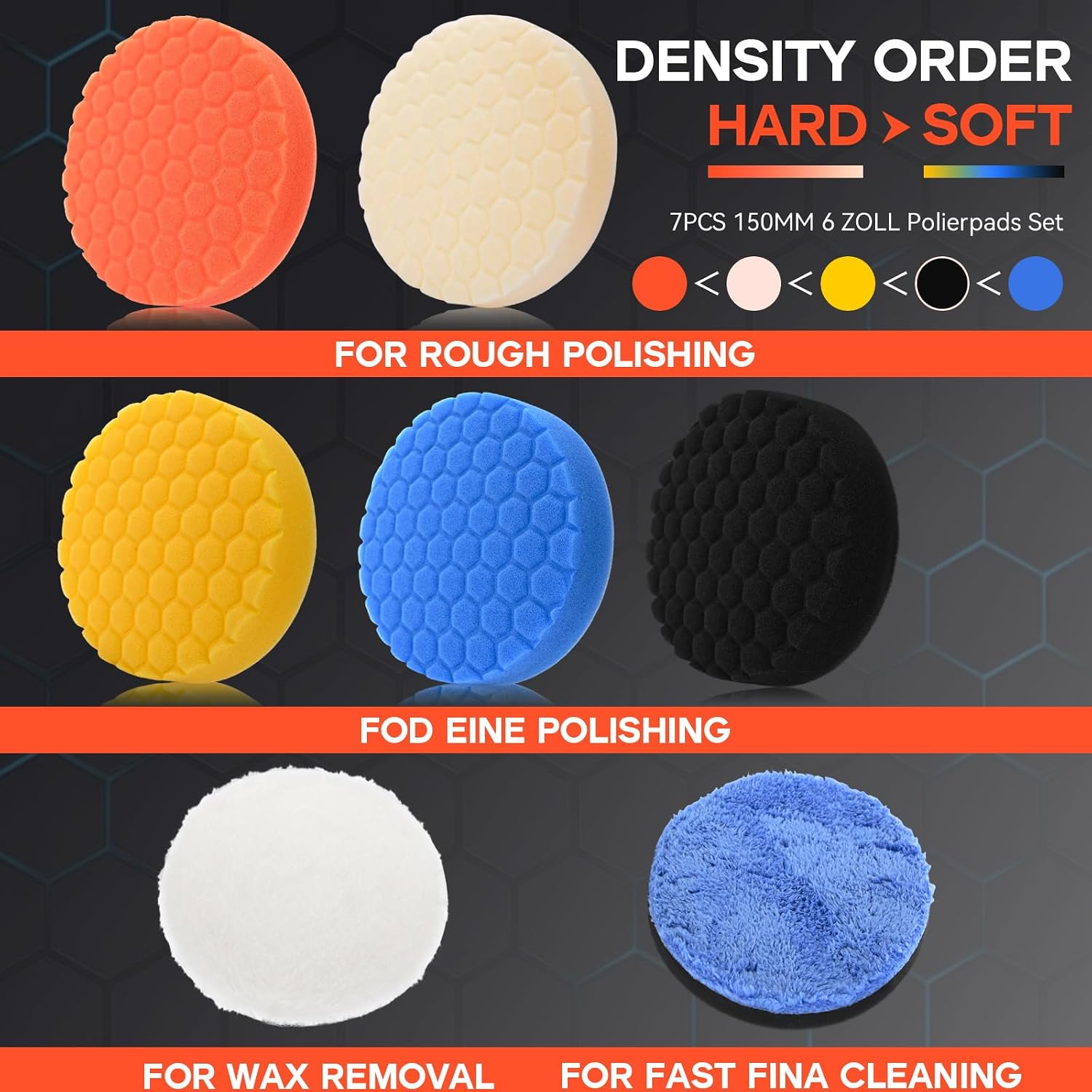 Thumbnail 3 de lompyeu poleringsdynor 150 mm/6 tum, 7-pack med bikakeyta
