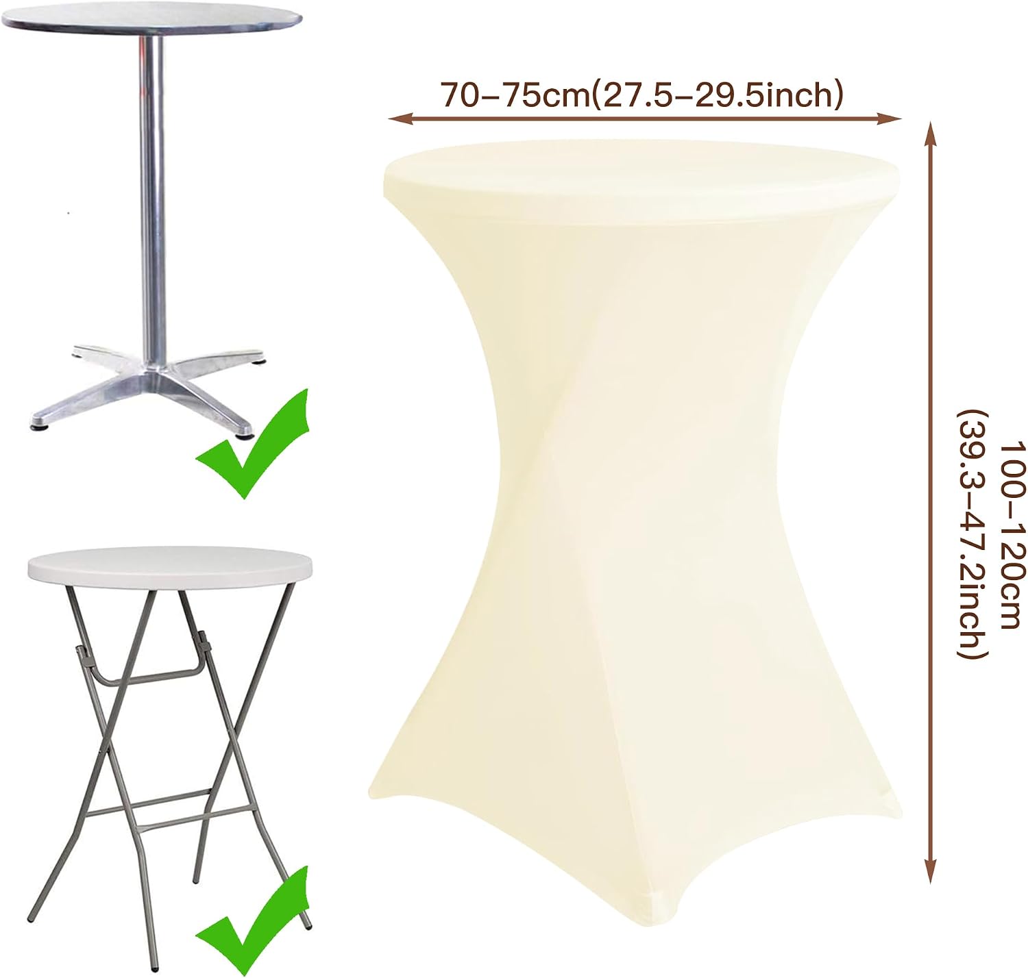 Detalle de SUKAIKEQA dehnbare elastische Tischdecke für runde Tische (70 × 75 cm, weiß)