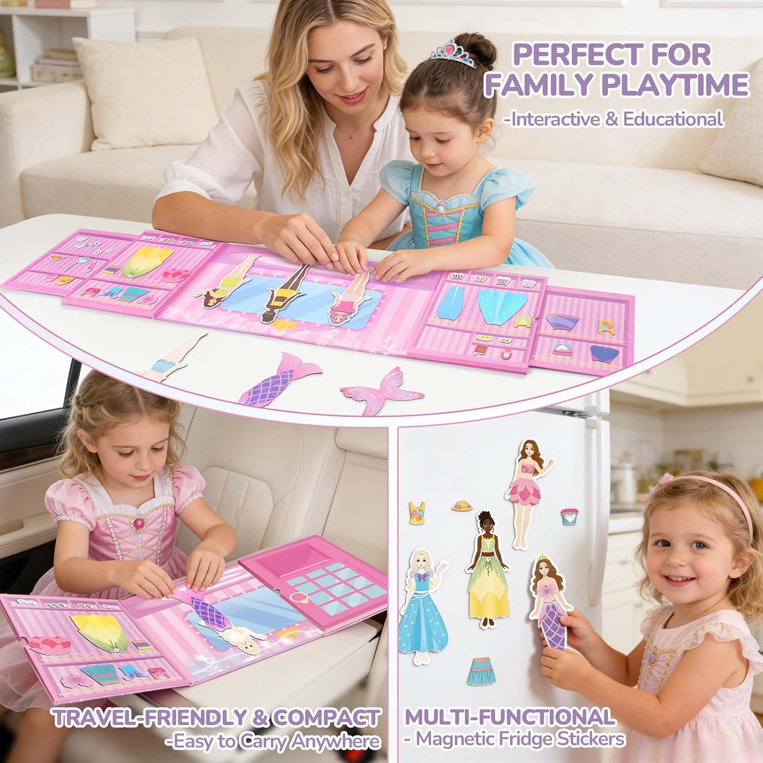 Detalle de Dreamon Magnetic Dress Up Dolls – 37 Pieces for Creative Princess Play (3+ Years)