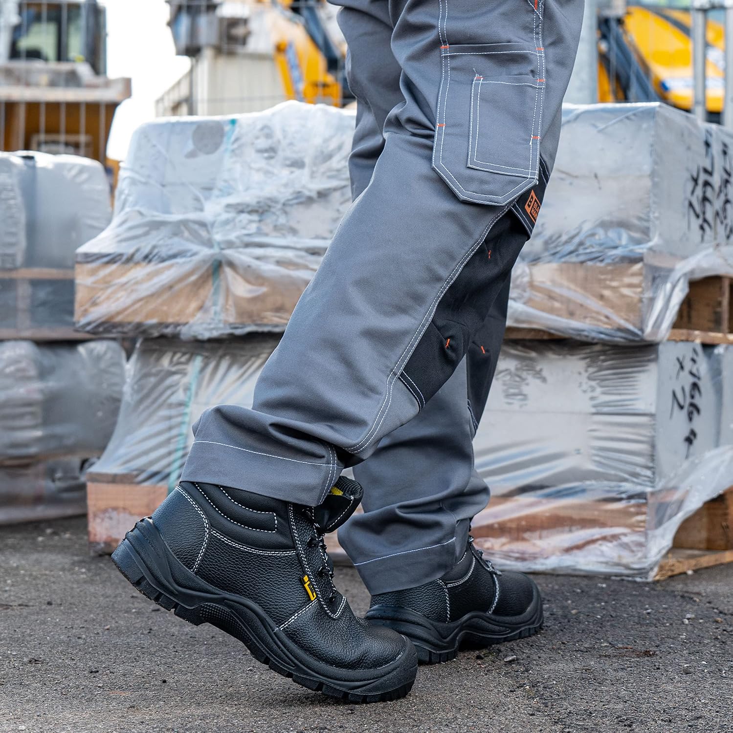 Detalle de BLACK HAMMER Sicherheitsstiefel Herren – Leder, Stahlkappe, S3 SRC, Schwarz