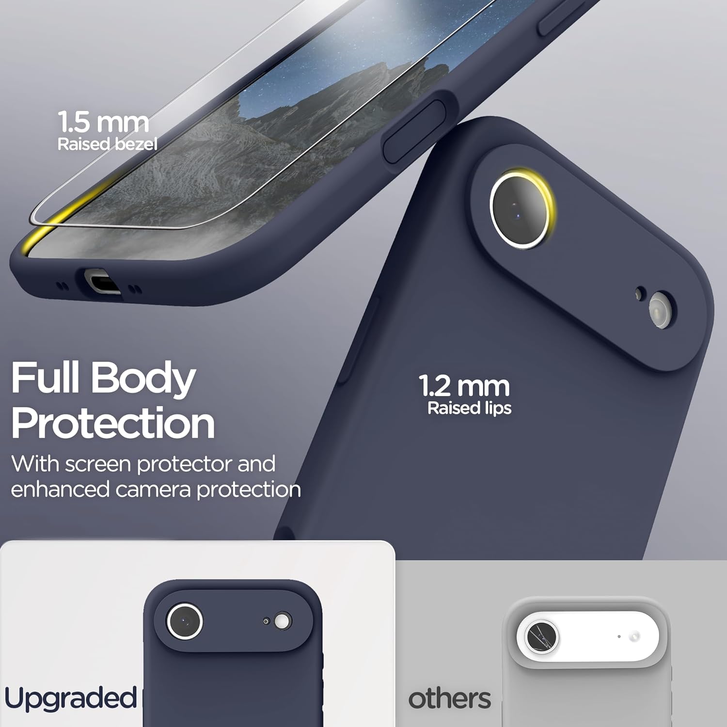 Thumbnail 2 de INGIDO for iPhone Air 6.5" (2025) liquid silicone case with camera protection, midnight blue