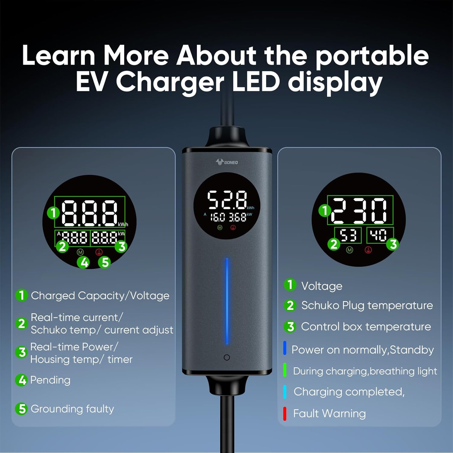 Thumbnail 4 de GONEO EV Charger UK Type 2 8m 2.3kW ⚡