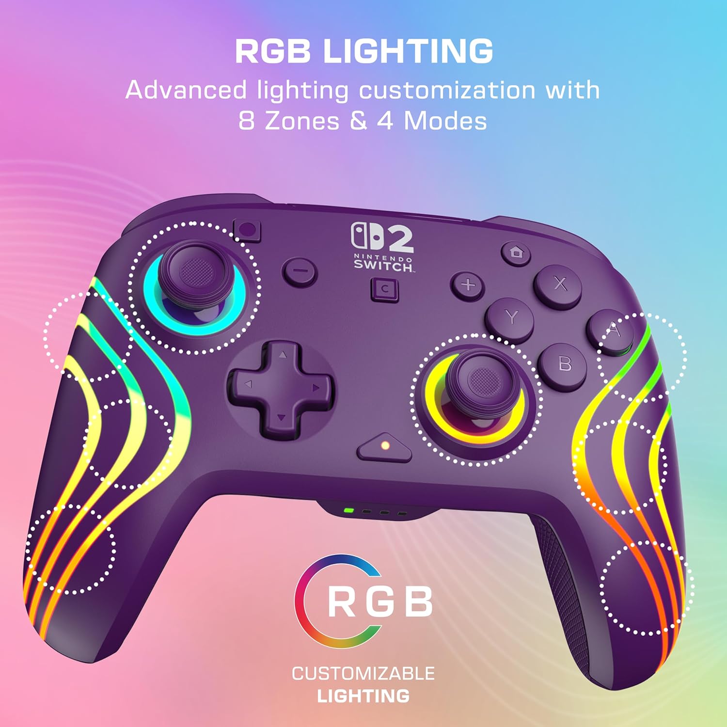 Thumbnail 3 de Turtle Beach Afterglow Wave Purple Wireless RGB Gaming Controller (Officially Licensed for Nintendo Switch 2)