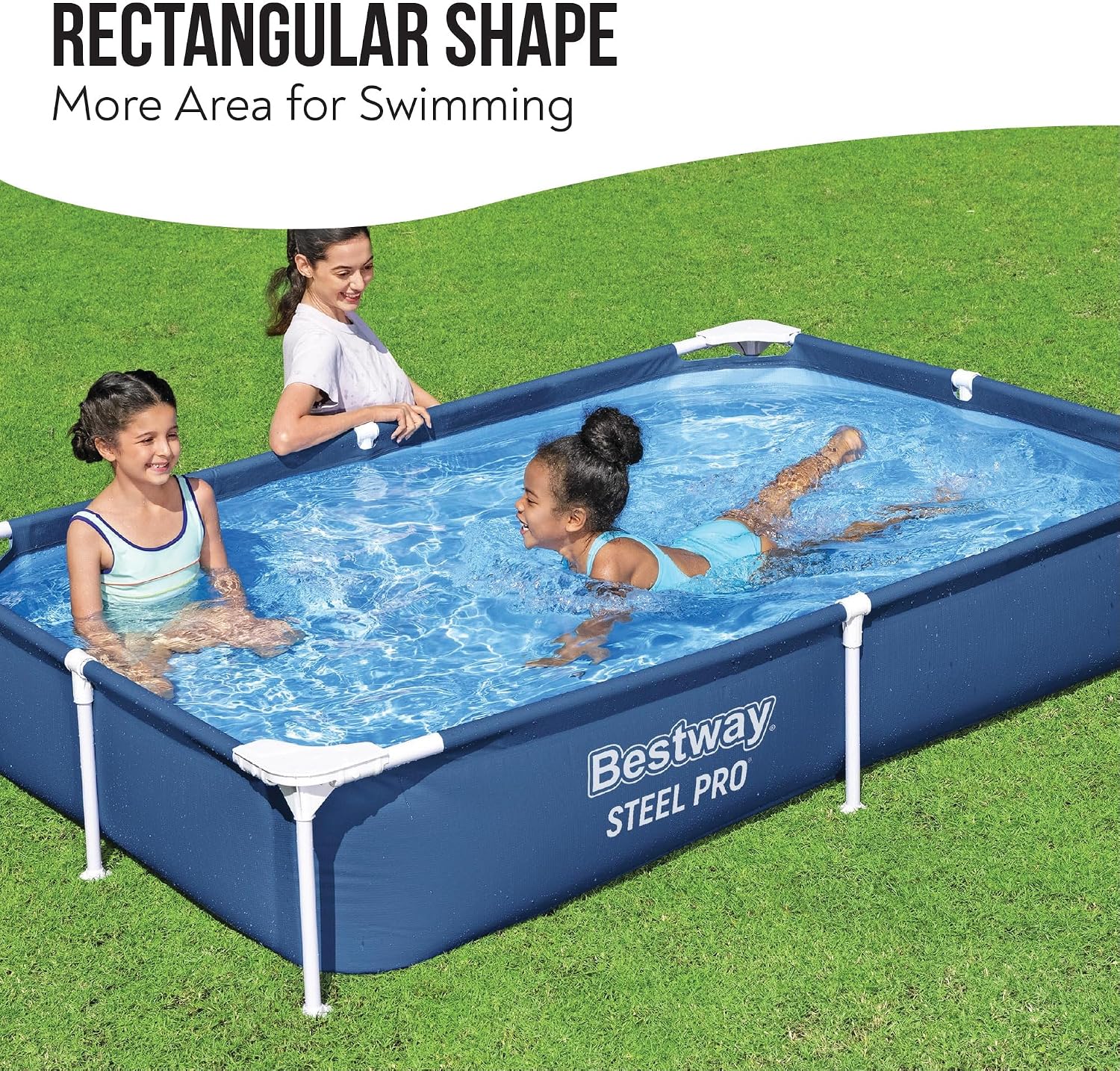 Detalle 2 de Bestway 56401 長方形フレームプール 221×150×43cm・約1200L・排水栓付き