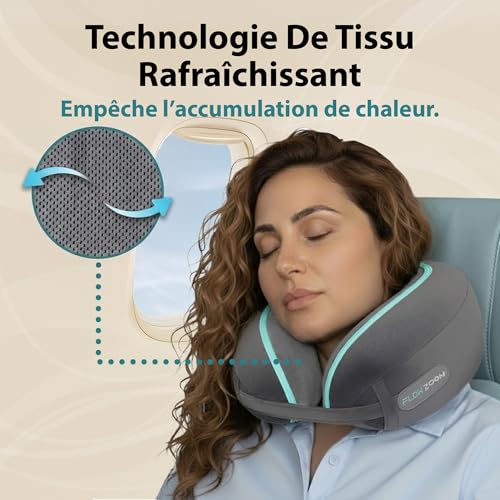 Detalle 1 de FLOWZOOM Dream, coussin de voyage en mousse à mémoire de forme, gris