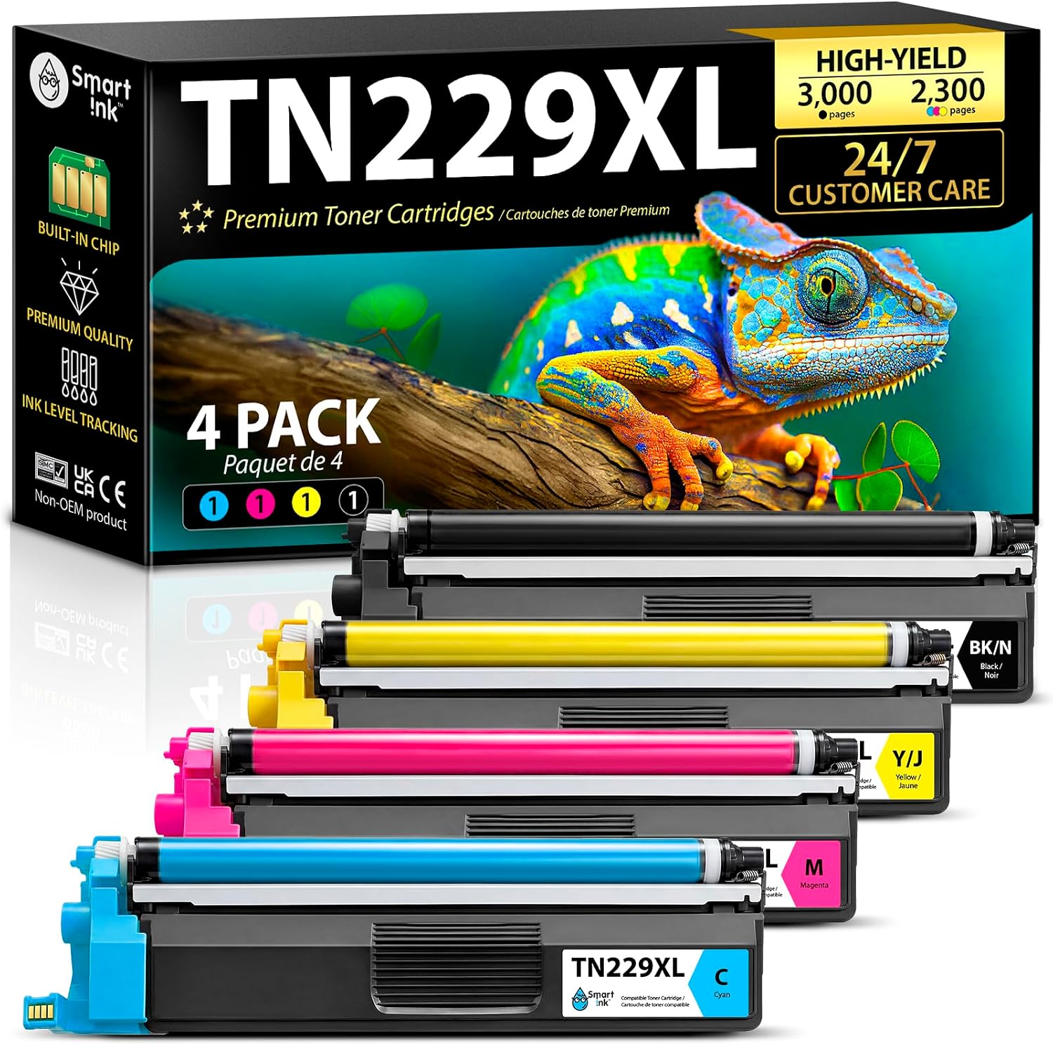Detalle de Smart Ink TN229XL 4Pack Compatible Toner Cartridges with Built-In Chips