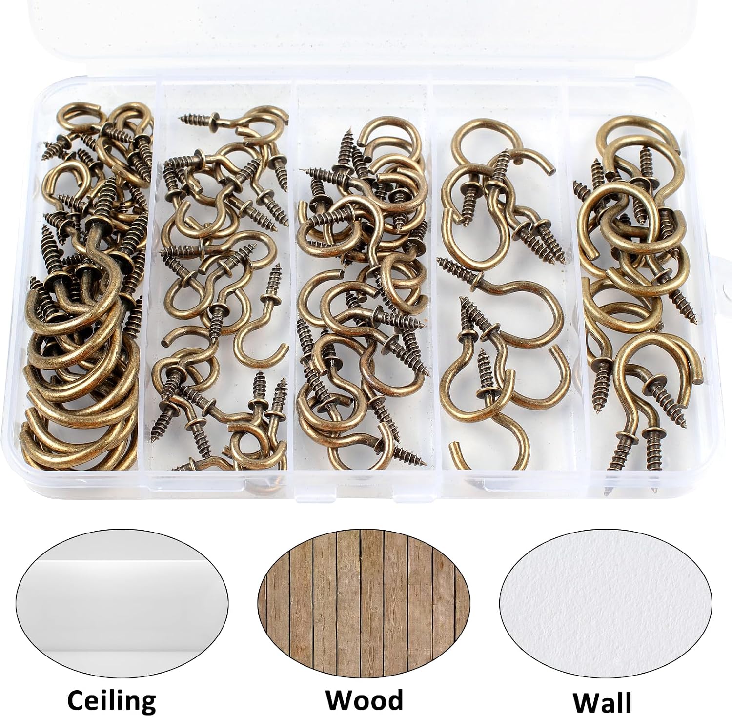 Detalle de Romeda 14BG0003 Ceiling Hooks, 90-Piece Bronze Stainless Steel Kit