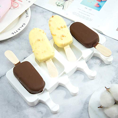 Detalle 2 de Moldes Helados Loiina – 2 Unidades, 4 Cavidades, 50 Palos de Madera, Silicona sin BPA