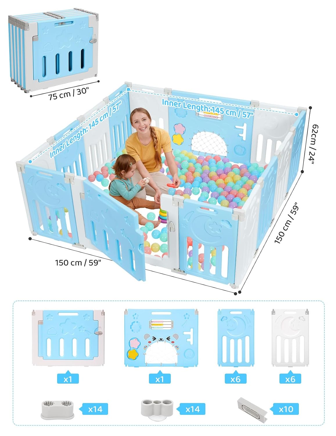 Thumbnail 1 de Baby Playpen, 14-Panel Foldable Design