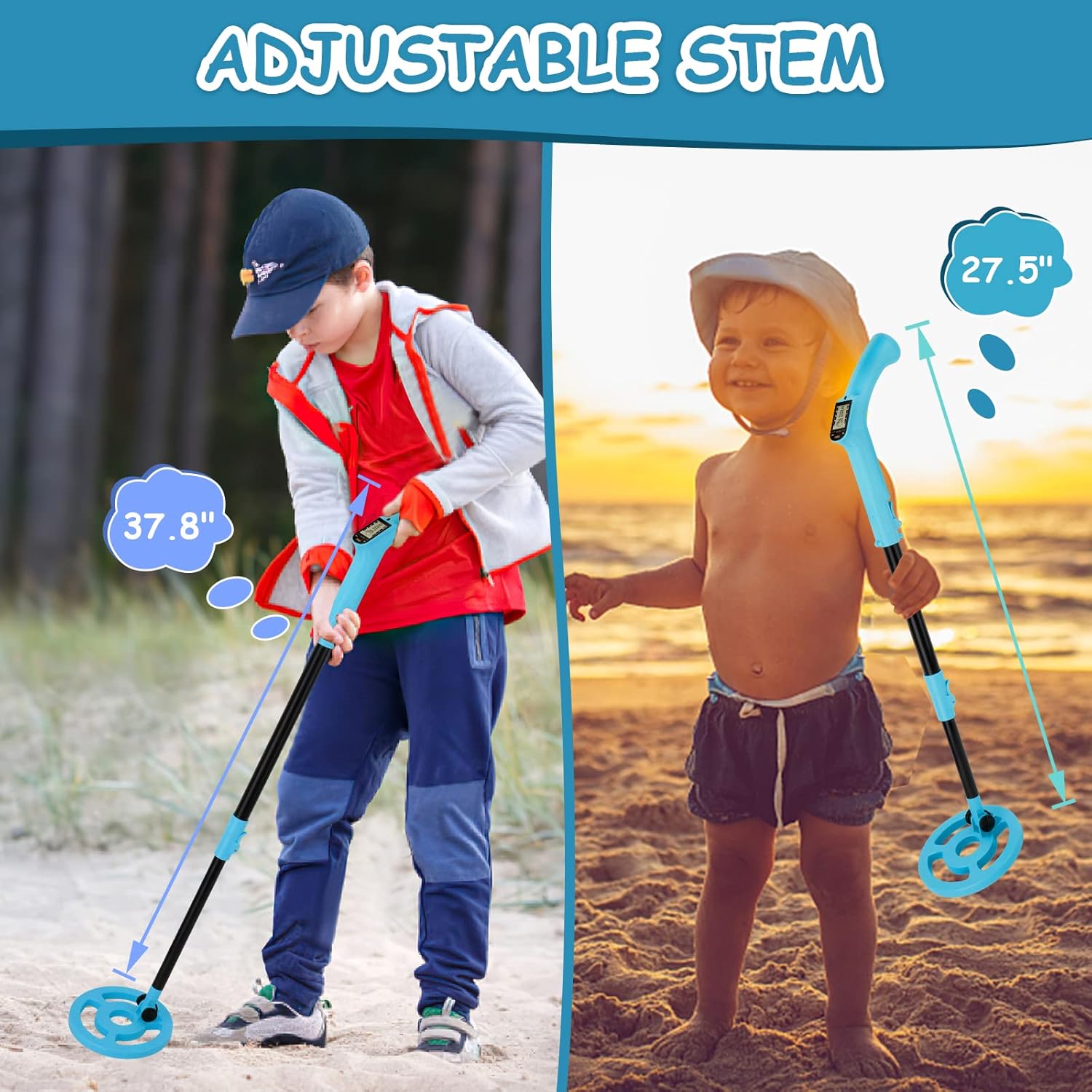 Thumbnail 3 de OMMO Metalldetektor für Kinder mit LCD-Display, 6" Suchspule und verstellbarem Stiel (Azure)