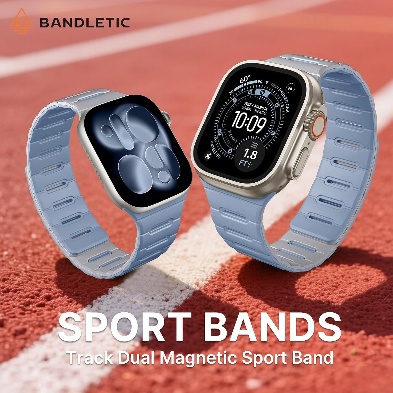 Detalle de Bandletic Double Sided Reversible Strap for Apple Watch – Magnetic Silicone Band (42–49mm) for iWatch Ultra 3/2/1, Series 3–11, SE – UK
